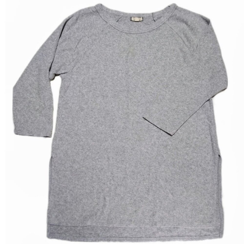 Eyelash Uber Soft Tunic Sweater Sz Small Gray Heather 3/4 sleeve
